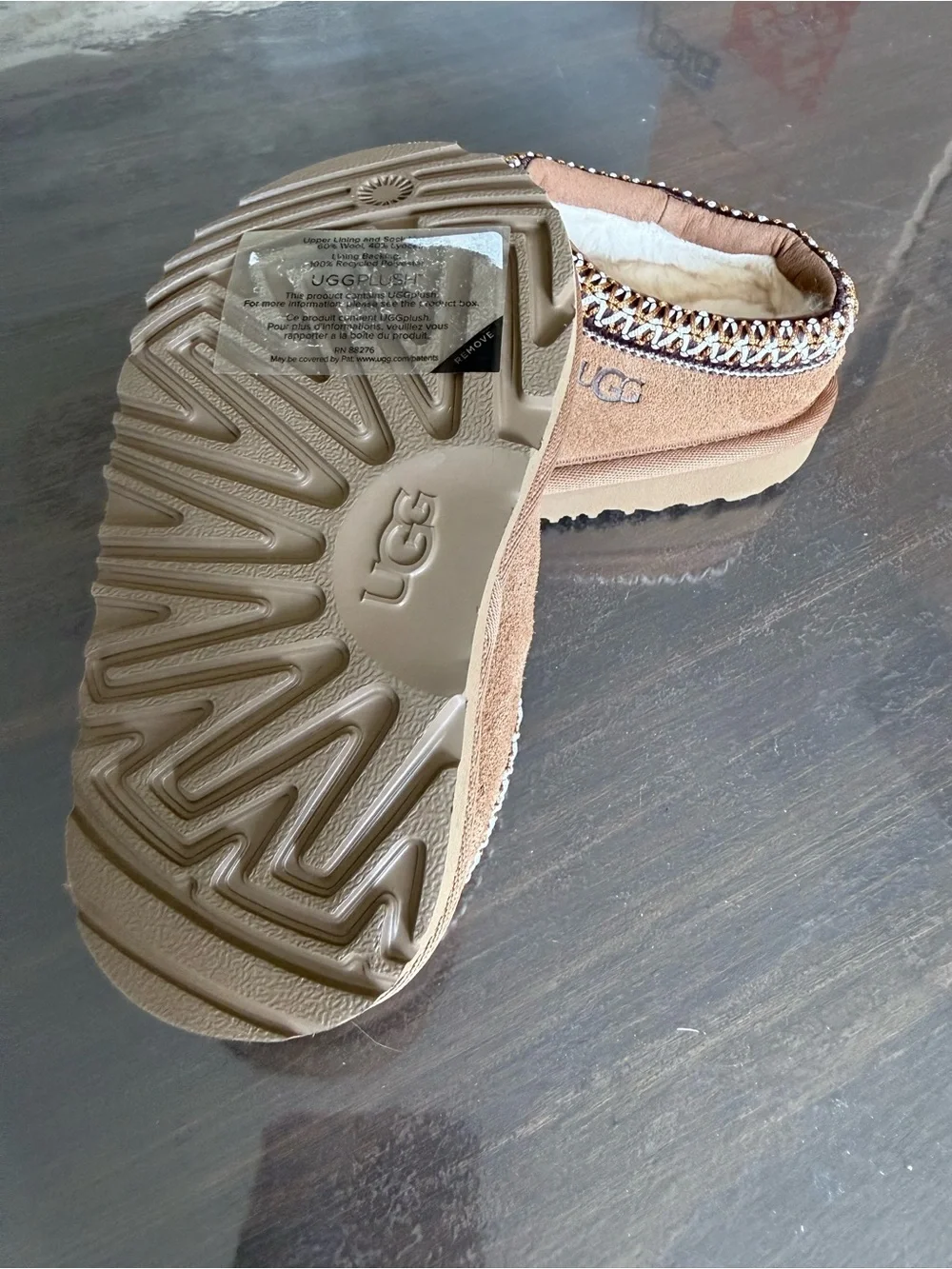UGG Kids Tasman’s Chestnut Brown Suede Slip-On Slippers